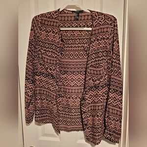 Forever 21 Black and Pink Patterned Top